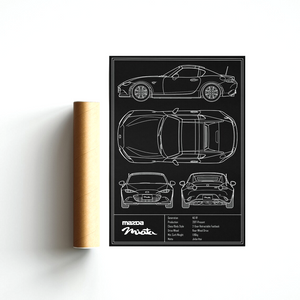 Mazda Miata ND RF Blueprint Poster